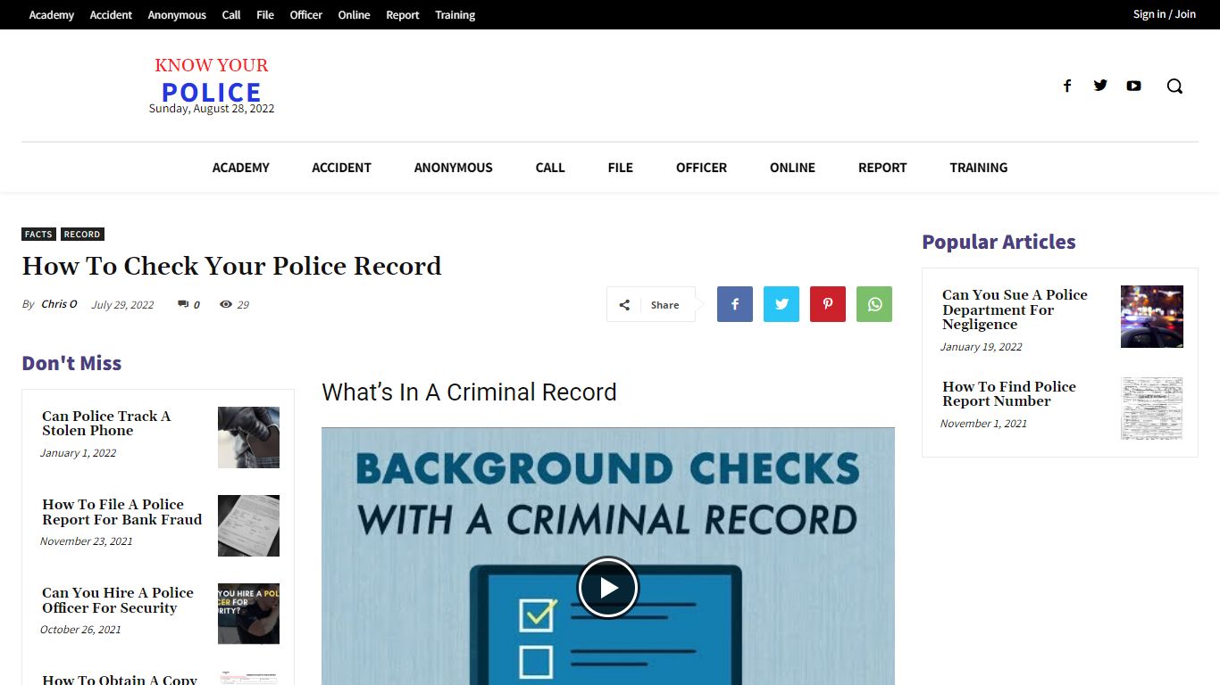 How To Check Your Police Record - KnowYourPolice.net